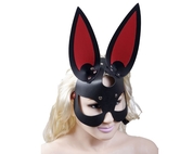 Черно-красная кожаная маска с длинными ушками - фото, цены