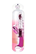 Прозрачный вибромассажёр с розовым клиторальным стимулятором и вращающейся головкой Luxe Hugs And Kisses - 26 см. - фото, цены
