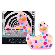Розовый вибратор-уточка I Rub My Duckie 2.0 Happiness в разноцветный горох - фото, цены