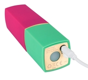 Бесконтактный стимулятор клитора в форме помады Womanizer W-260 2go в розово-зелёном корпусе - фото, цены