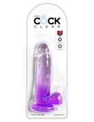 Фиолетовый фаллоимитатор с мошонкой на присоске 7’’ Cock with Balls - 20,3 см. - фото, цены