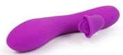 Фиолетовый рельефный вибратор-кролик Quejoy - 25 см. - фото, цены