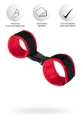 Красно-черные велюровые наручники Anonymo - фото, цены