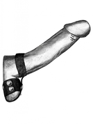 Черная утяжка на пенис и мошонку с кольцом - фото, цены