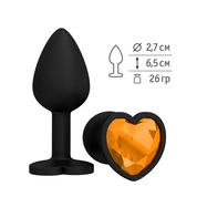 Черная силиконовая пробка с оранжевым кристаллом - 7,3 см. - фото, цены