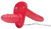 Красный женский страпон с вагинальной пробкой Bad Kitty - 18 см. - фото, цены