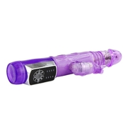 Фиолетовый ротатор с возвратно-поступательными движениями и клиторальным стимулятором - 24 см. - фото, цены
