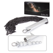 Серебристо-черная металлическая плеть с рукоятью-елочкой - 56 см. - фото, цены