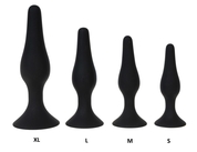 Черная силиконовая анальная пробка размера L - 12,2 см. - фото, цены