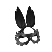 Черная кожаная маска Зайка с длинными ушками - фото, цены