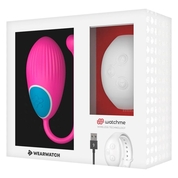 Розовое виброяйцо с белым пультом-часами Wearwatch Egg Wireless Watchme - фото, цены