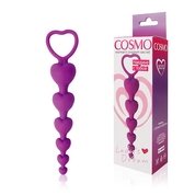Фиолетовая анальная цепочка с сердечками - 14,5 см. - фото, цены