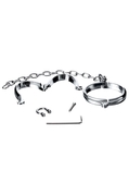  Серебристые металлические наручники с цепочкой Metal - размер L - фото, цены
