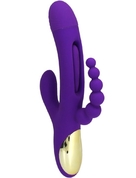 Фиолетовый ударный вибратор Anal G-Hit с анальной цепочкой - 24 см. - фото, цены