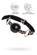 Черный кляп-шар на леопардовых ремешках Anonymo - фото, цены