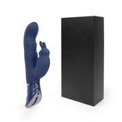Темно-синий вибромассажер-кролик с 9 режимами вибрации - 24 см. - фото, цены