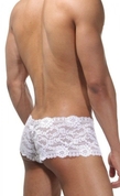 Белые мужские трусы-хипсы из кружевной ткани - фото, цены