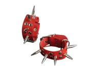 Красные кожаные наручники с шипами и заклепками - фото, цены