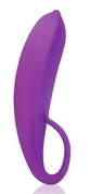 Фиолетовый женский стимулятор с колечком-ручкой - 18 см. - фото, цены