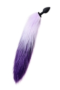 Черная анальная втулка с фиолетово-белым хвостом - размер S - фото, цены