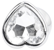 Серебристая анальная пробка с прозрачным кристаллом в форме сердца - 8,2 см. - фото, цены