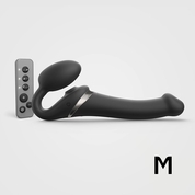 Черный безремневой страпон Multi Orgasm Size M с клиторальной стимуляцией - фото, цены