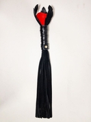 Черная замшевая плеть с красной лаковой розой в рукояти - 40 см. - фото, цены