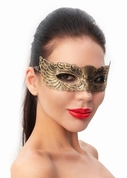 Пикантная золотистая женская карнавальная маска - фото, цены