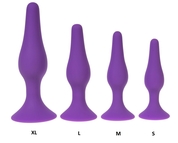 Фиолетовая силиконовая анальная пробка размера L - 12,2 см. - фото, цены