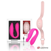 Розовый вибратор для пар с нежно-розовым пультом-часами Weatwatch Dual Pleasure Vibe - фото, цены