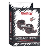 Черные наручники Bondage Fetish Pleasure Handcuffs с контрастной строчкой - фото, цены