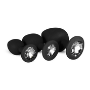 Набор из 3 черных анальных пробок со стразами Diamond Plug Set - фото, цены