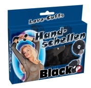 Черные меховые наручники Love Cuffs Black - фото, цены