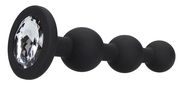 Черная анальная елочка с прозрачным стразом Beaded Diamond Butt Plug - 11,4 см. - фото, цены