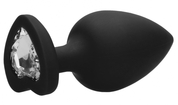 Черная анальная пробка с прозрачным стразом Extra Large Diamond Heart Butt Plug - 9,5 см. - фото, цены