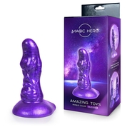 Фиолетовый фантазийный фаллоимитатор - 19 см. - фото, цены