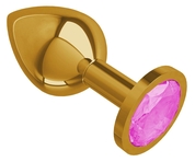 Золотистая средняя пробка с розовым кристаллом - 8,5 см. - фото, цены
