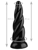 Черная коническая спиральная анальная втулка - 22,5 см. - фото, цены