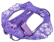 Фиолетовые трусики с вибропулей и пультом Crotchless Panty Thrill-Her - фото, цены