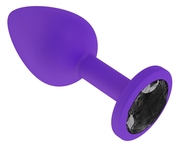 Фиолетовая силиконовая пробка с чёрным кристаллом - 7,3 см. - фото, цены