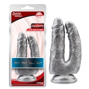 Серебристый анально-вагинальный фаллоимитатор Dick Cumming - 18 см. - фото, цены