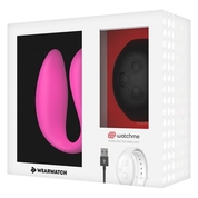 Розовый вибратор для пар с черным пультом-часами Weatwatch Dual Pleasure Vibe - фото, цены