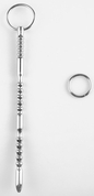 Серебристый фигурный уретральный стимулятор с кольцом - 20,5 см. - фото, цены