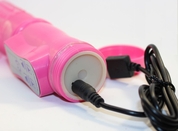 Перезаряжаемый розовый вибратор с ротацией - 22,5 см. - фото, цены
