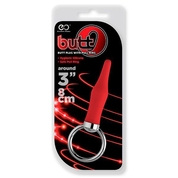 Красная анальная пробка с колечком Butt O 3inch Butt Plug Red - 8 см. - фото, цены