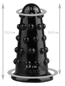 Черная анальная втулка с шипиками - 15,5 см. - фото, цены