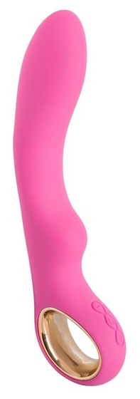 Розовый гладкий вибростимулятор Dual Petit - 18,7 см. - фото, цены