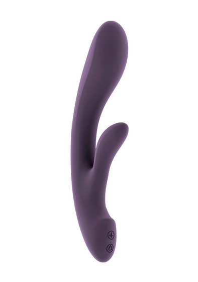 Фиолетовый вибратор Ava с клиторальным отростком - 22 см. - фото, цены