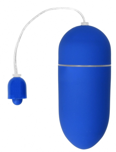 Синее гладкое виброяйцо Vibrating Egg - 8 см. - фото, цены