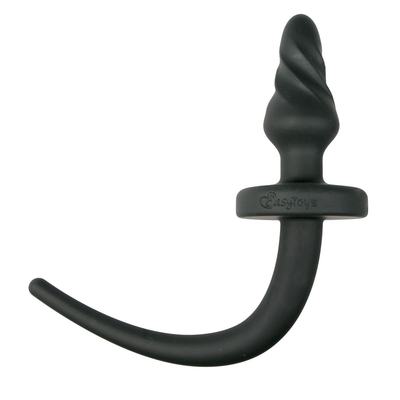Черная витая анальная пробка Dog Tail Plug с хвостом - фото, цены
